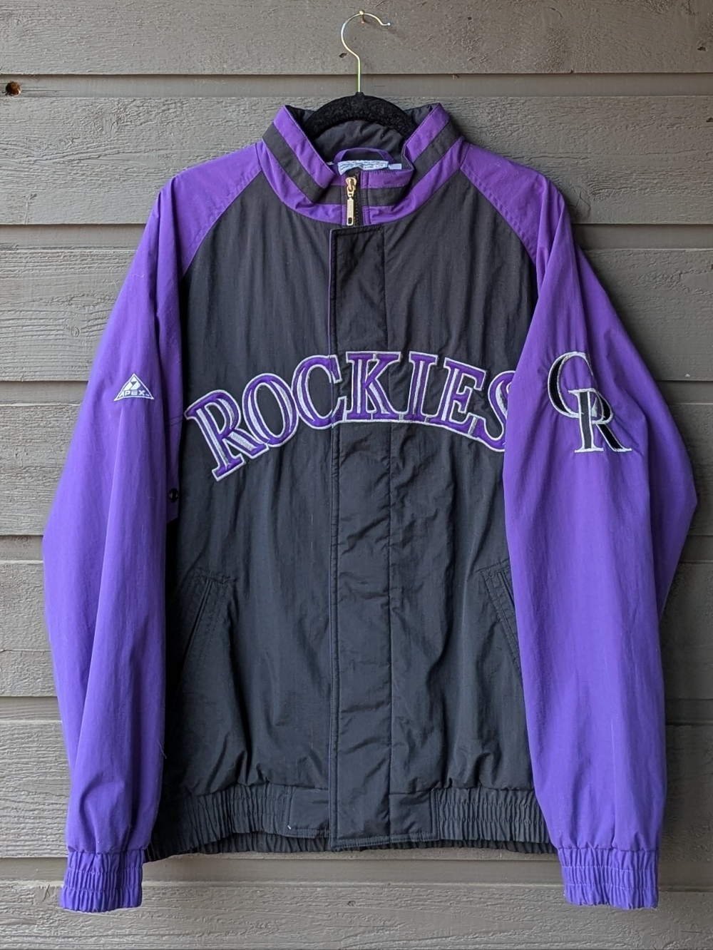 VTG 80s MLB Colorado Rockies Baseball Apex One Lined Windbreaker Jacket Large